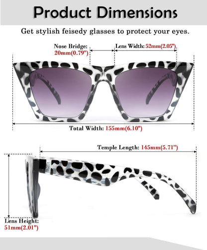 FEISEDY Vintage Square Cat Eye Sunglasses Women Trendy Cateye Sunglasses B2473