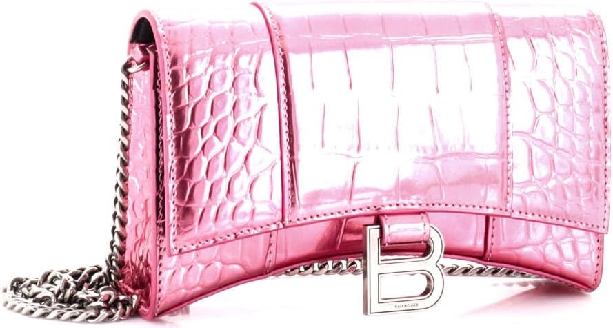 Pre-Loved Hourglass Chain Crossbody Bag Leather, Pink