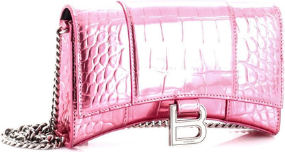 Pre-Loved Hourglass Chain Crossbody Bag Leather, Pink