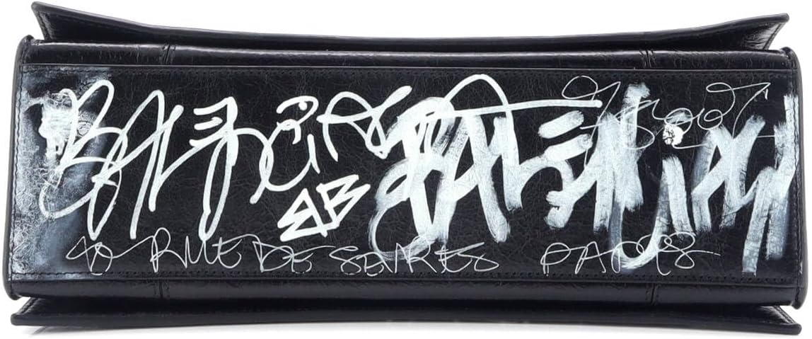 Pre-Loved Graffiti Crush Chain Flap Bag Leather Medium, Black