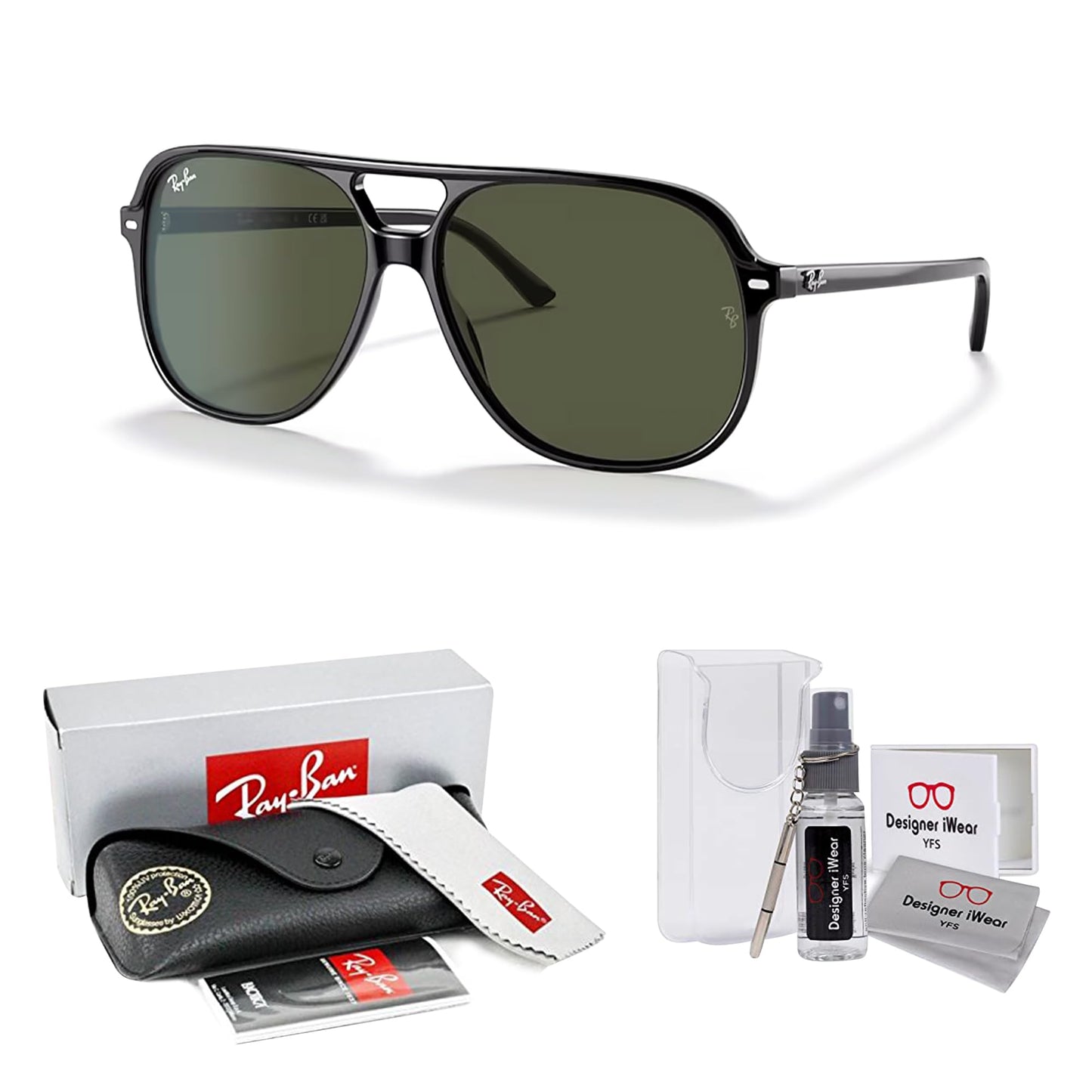 Ray-Ban Bill RB2198 Square Sunglasses for Men for Women + BUNDLE With Designer iWear Complimentary Eyewear Kit
