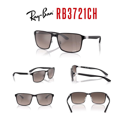 Ray-Ban RB3721CH Square Sunglasses for Men for Women + BUNDLE With Designer iWear Complimentary Eyewear Kit