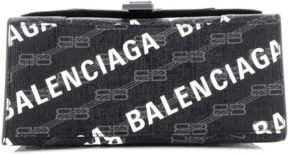 Pre-Loved Hourglass Top Handle Bag Monogram Coated Canvas Small, Black