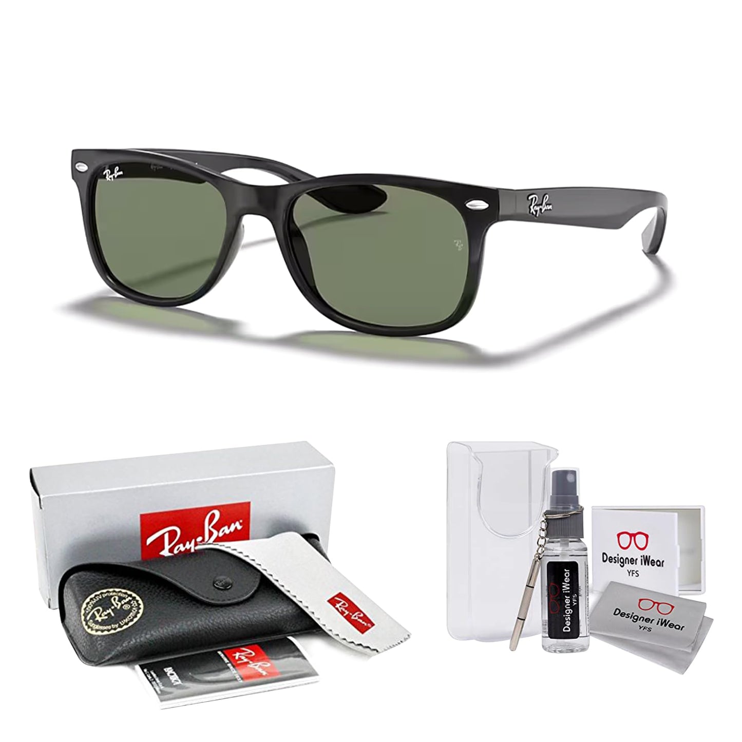 Ray-Ban Junior XS Kids' New Wayfarer RJ9052S Square Sunglasses for SMALL Boys and Girls + BUNDLE With DIW Kit