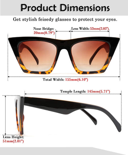 FEISEDY Vintage Square Cat Eye Sunglasses Women Trendy Cateye Sunglasses B2473