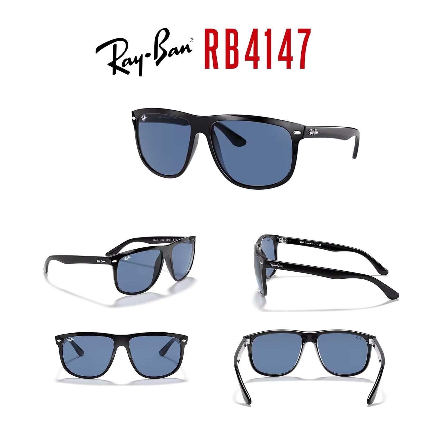 Ray-Ban RB4147 Boyfriend Sunglasses For Men For Women+ BUNDLE with Designer iWear Eyewear Care Kit
