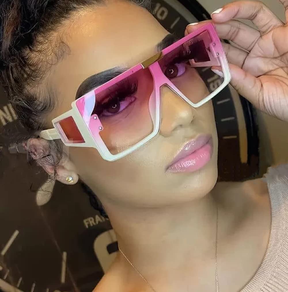 FEISEDY Square Oversized Flat Top Sunglasses With Side Lens Integrated For Women Men B4028