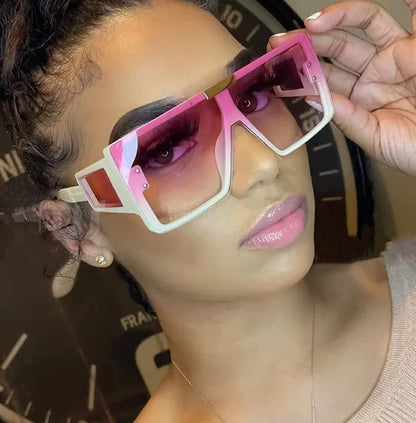 FEISEDY Square Oversized Flat Top Sunglasses With Side Lens Integrated For Women Men B4028