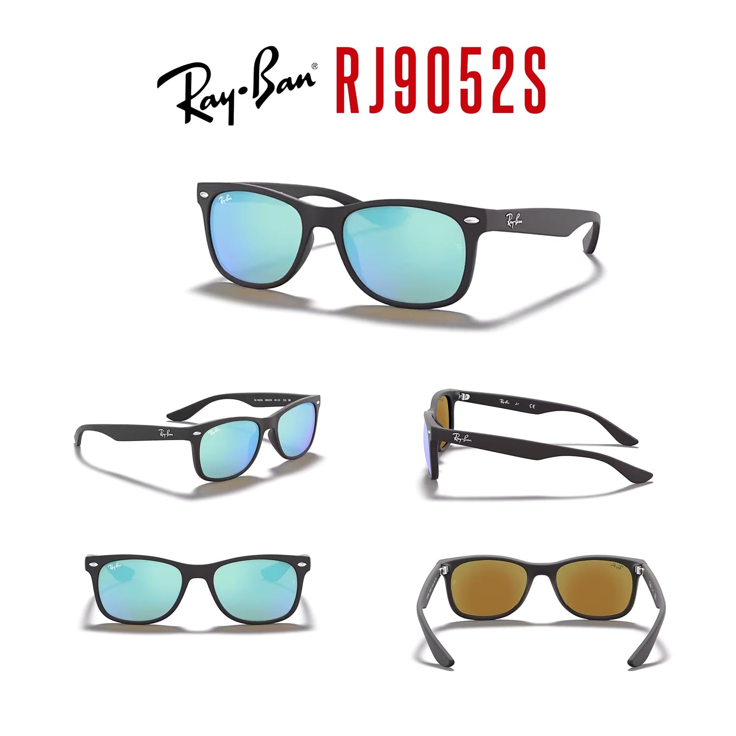 Ray-Ban Junior XS Kids' New Wayfarer RJ9052S Square Sunglasses for SMALL Boys and Girls + BUNDLE With DIW Kit