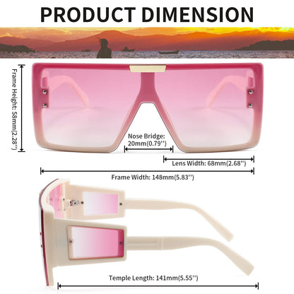 FEISEDY Square Oversized Flat Top Sunglasses With Side Lens Integrated For Women Men B4028