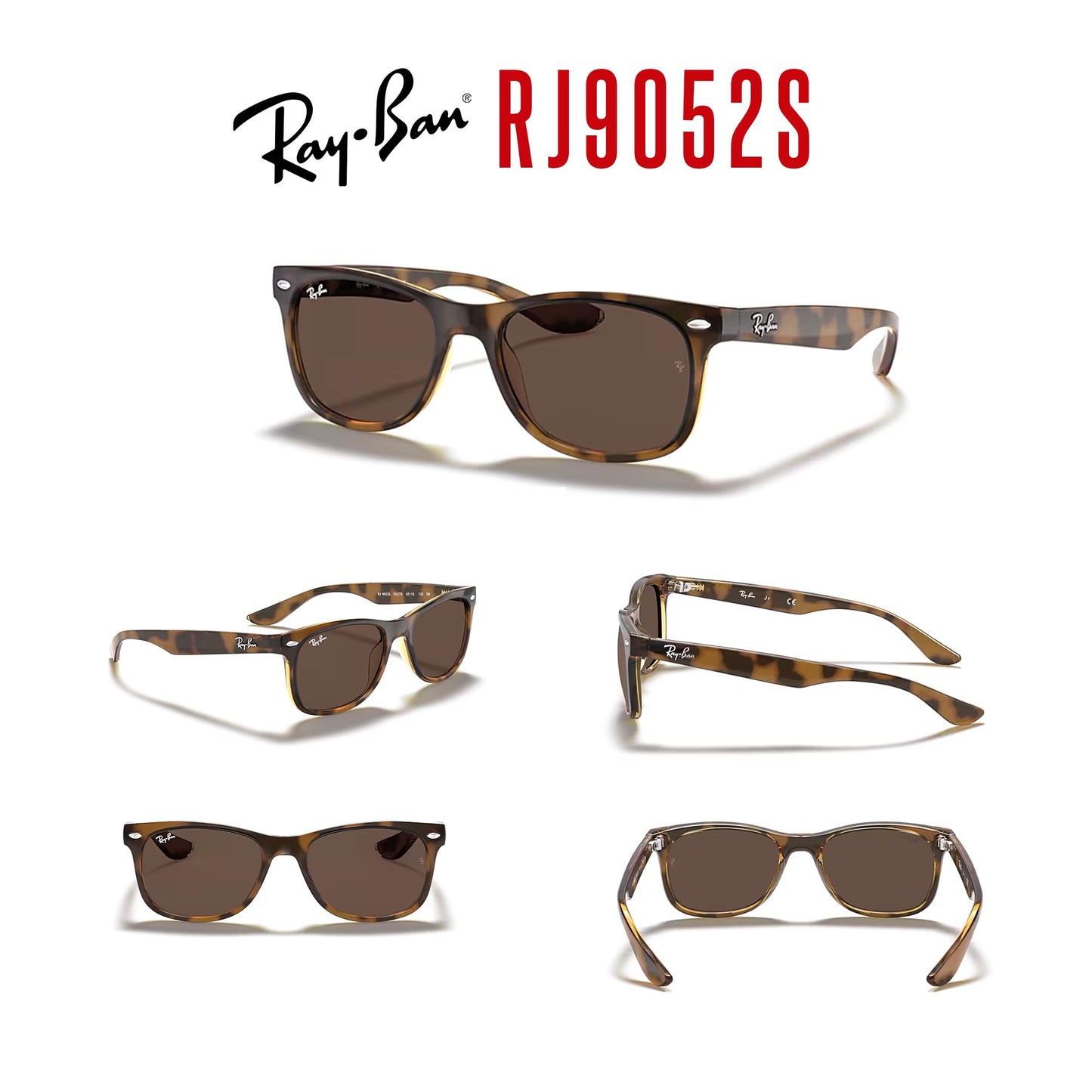 Ray-Ban Junior XS Kids' New Wayfarer RJ9052S Square Sunglasses for SMALL Boys and Girls + BUNDLE With DIW Kit