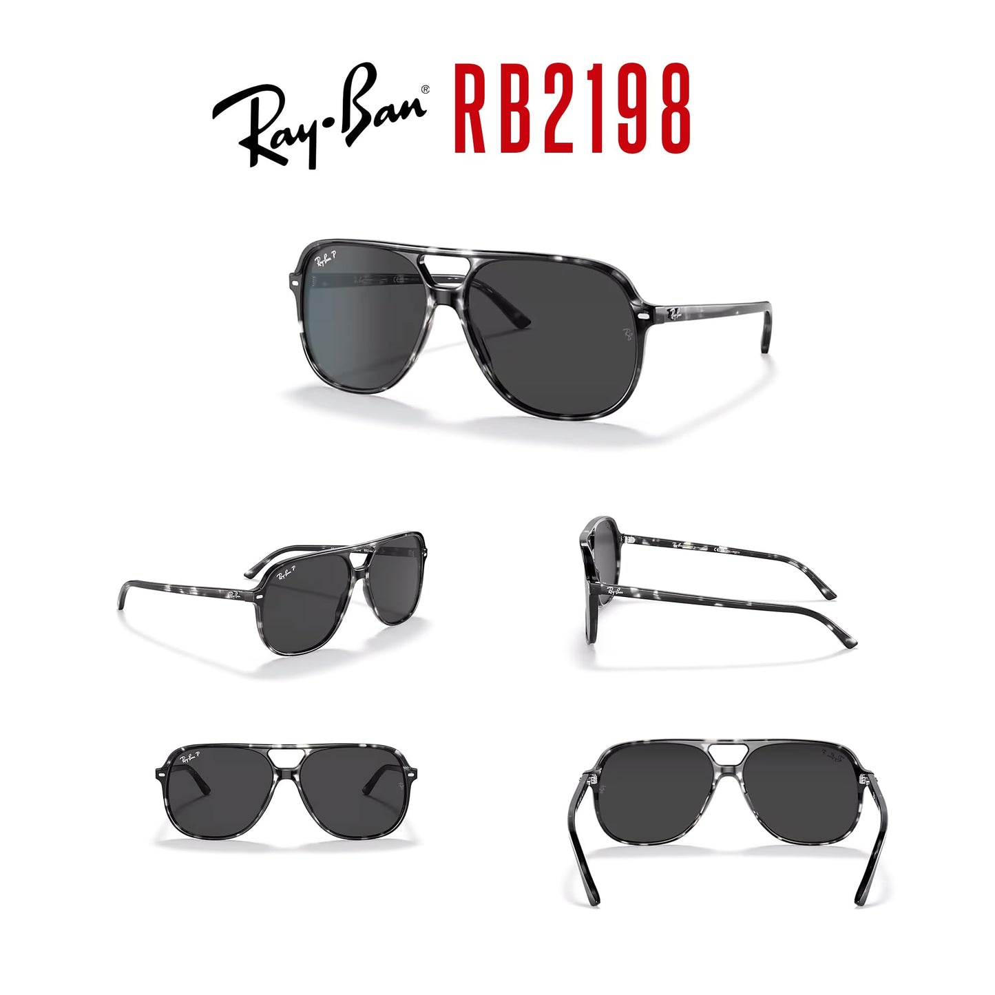 Ray-Ban Bill RB2198 Square Sunglasses for Men for Women + BUNDLE With Designer iWear Complimentary Eyewear Kit