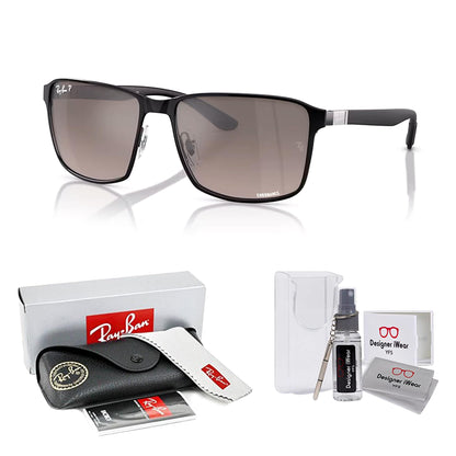 Ray-Ban RB3721CH Square Sunglasses for Men for Women + BUNDLE With Designer iWear Complimentary Eyewear Kit