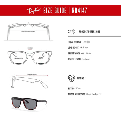 Ray-Ban RB4147 Boyfriend Sunglasses For Men For Women+ BUNDLE with Designer iWear Eyewear Care Kit