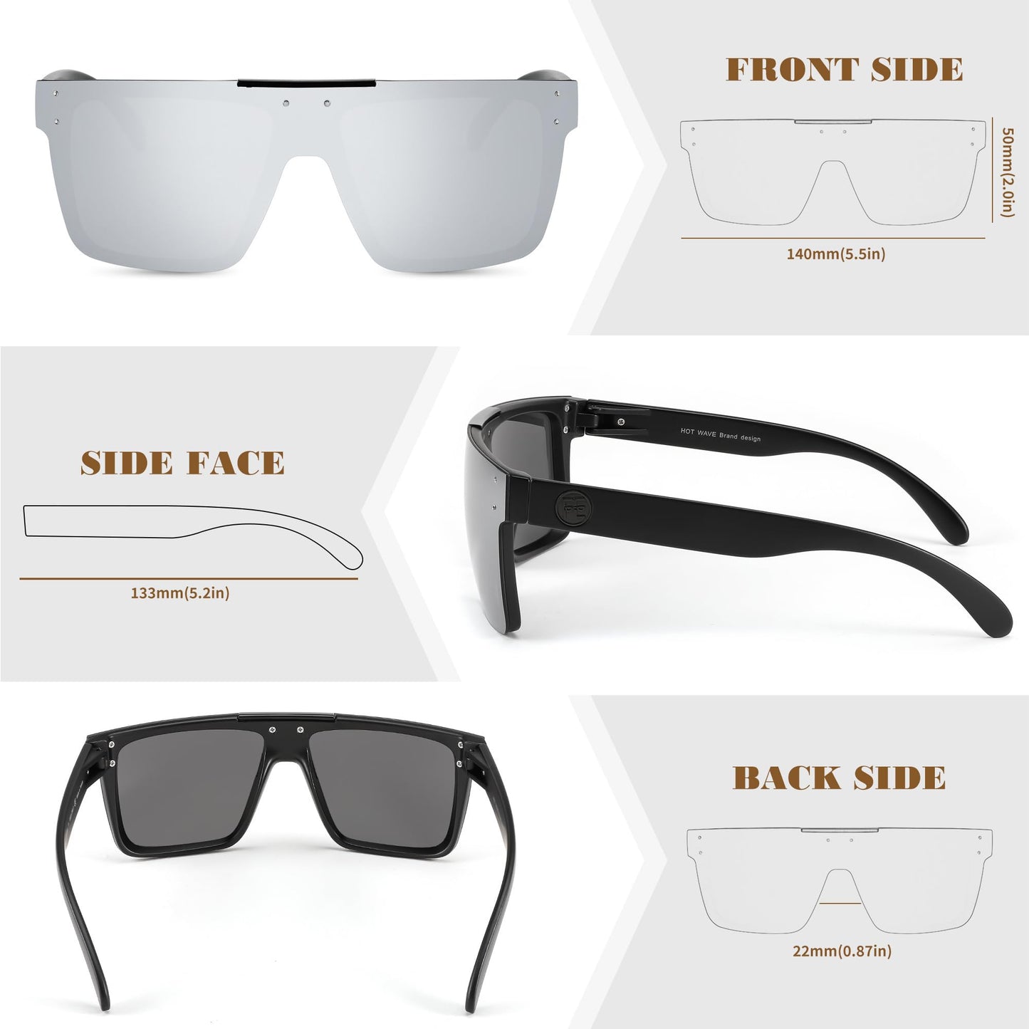 FEISEDY Men Sunglasses Polarized Oversized Square Flat Top Cycling Running Fishing Golf Hiking Sports B2990