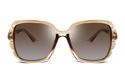 FEISEDY Polarized Women Square Sunglasses Sparkling Composite Shiny Frame B2289