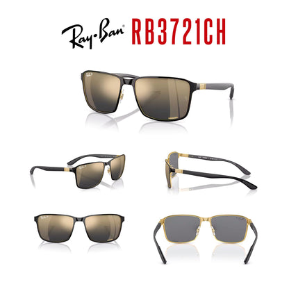 Ray-Ban RB3721CH Square Sunglasses for Men for Women + BUNDLE With Designer iWear Complimentary Eyewear Kit