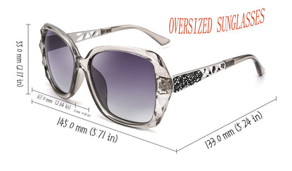 FEISEDY Polarized Women Square Sunglasses Sparkling Composite Shiny Frame B2289