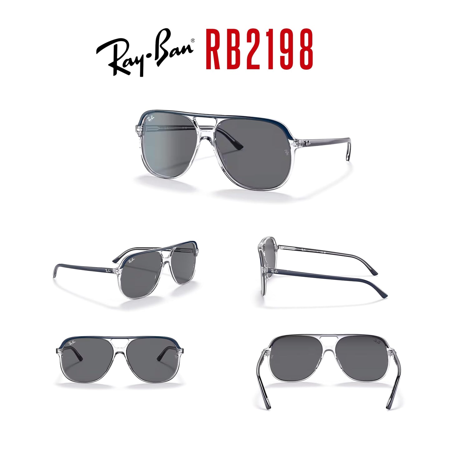 Ray-Ban Bill RB2198 Square Sunglasses for Men for Women + BUNDLE With Designer iWear Complimentary Eyewear Kit