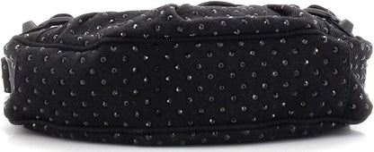 Pre-Loved Le Cagole Giant Studs Shoulder Bag Rhinestones XS, Black