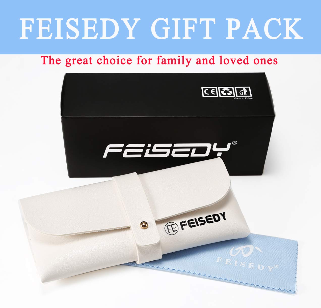 FEISEDY Polarized Women Square Sunglasses Sparkling Composite Shiny Frame B2289