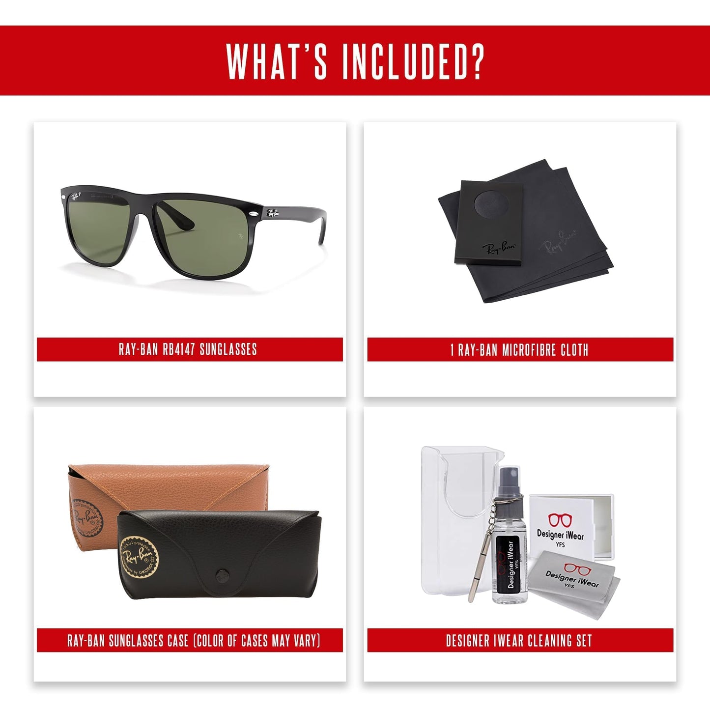 Ray-Ban RB4147 Boyfriend Sunglasses For Men For Women+ BUNDLE with Designer iWear Eyewear Care Kit