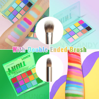 UCANBE Bright Colorful Neon Rainbow Makeup Eyeshadow Palette 15 Shades Green Purple Yellow Make Up Pallets Kit Vibrant Shimmer Matte Pigmented Blendable - Fruit Punch