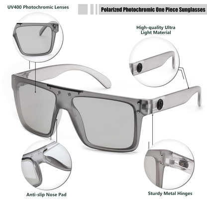 FEISEDY Men Sunglasses Polarized Oversized Square Flat Top Cycling Running Fishing Golf Hiking Sports B2990