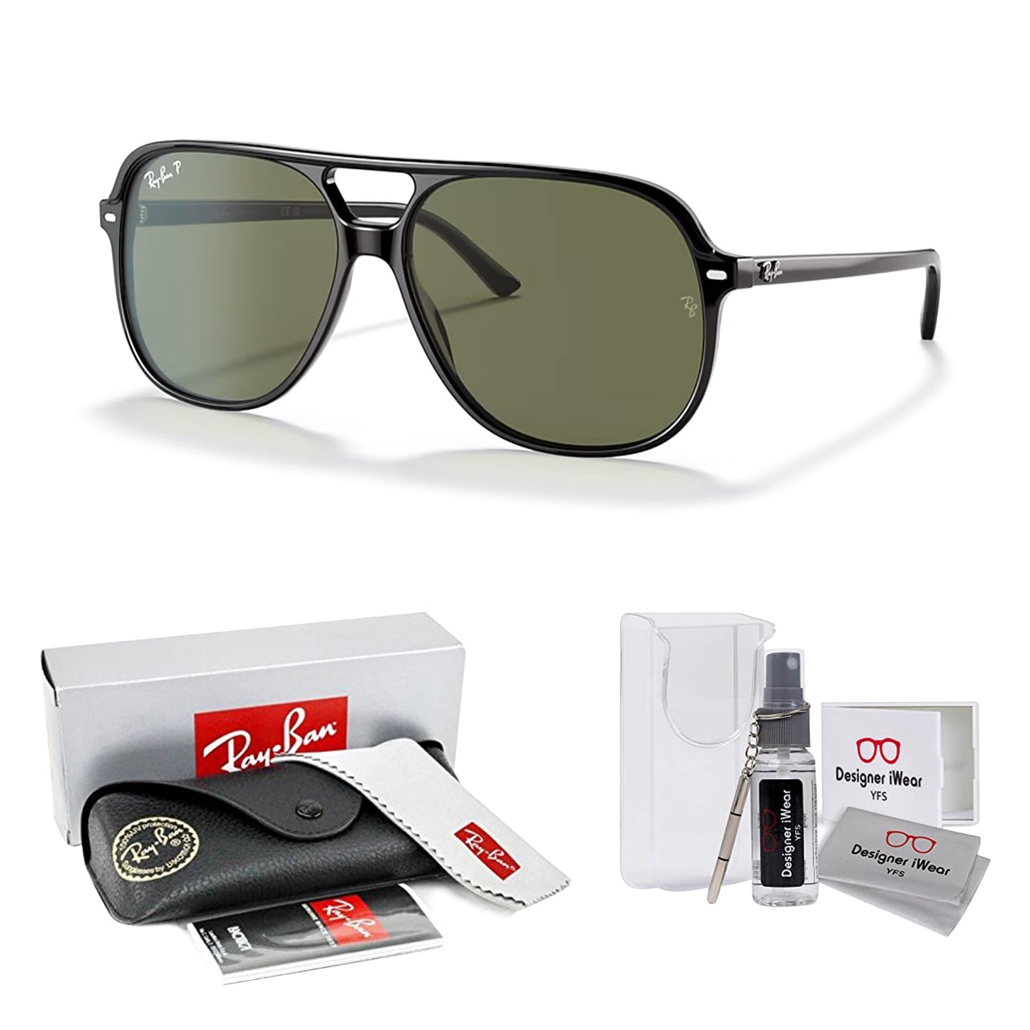 Ray-Ban Bill RB2198 Square Sunglasses for Men for Women + BUNDLE With Designer iWear Complimentary Eyewear Kit