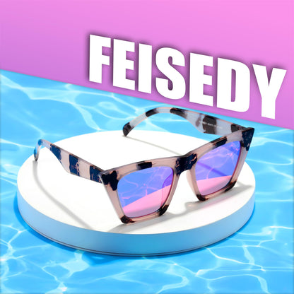FEISEDY Vintage Square Cat Eye Sunglasses Women Trendy Cateye Sunglasses B2473