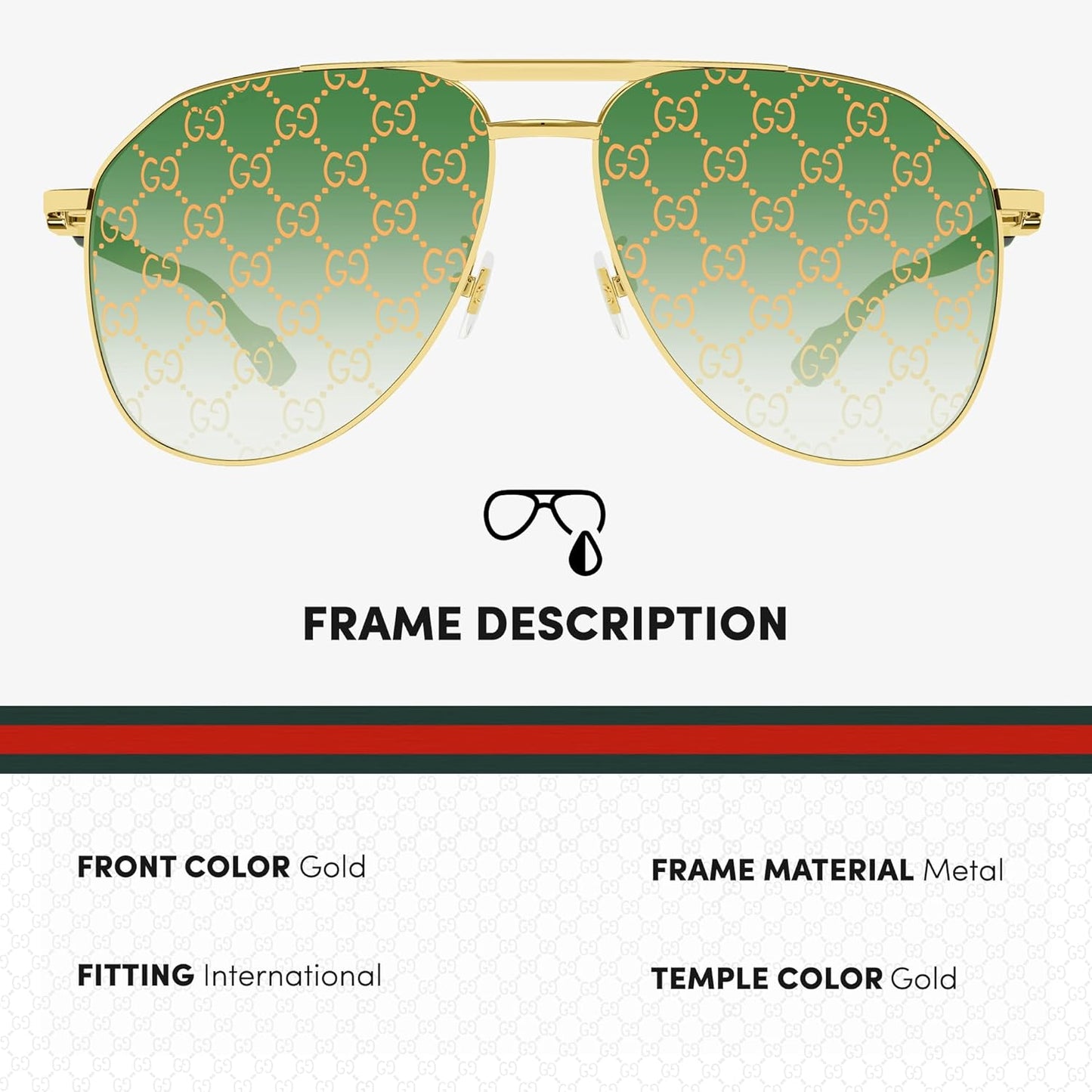 Gucci GG1220S Designer Aviator Shape Sunglasses with Non-Polarized Lenses - Epitome of Luxury and Style