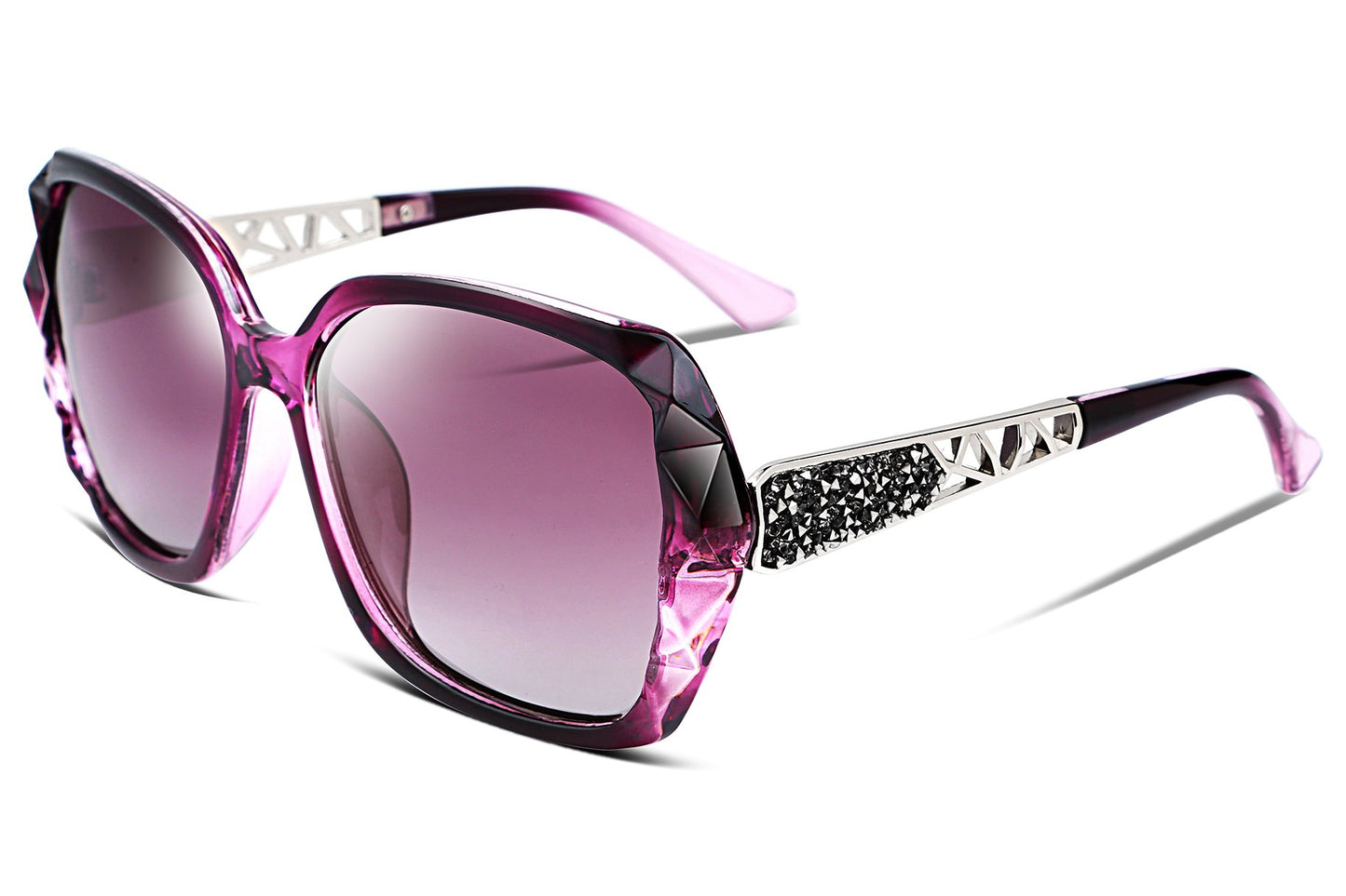 FEISEDY Polarized Women Square Sunglasses Sparkling Composite Shiny Frame B2289