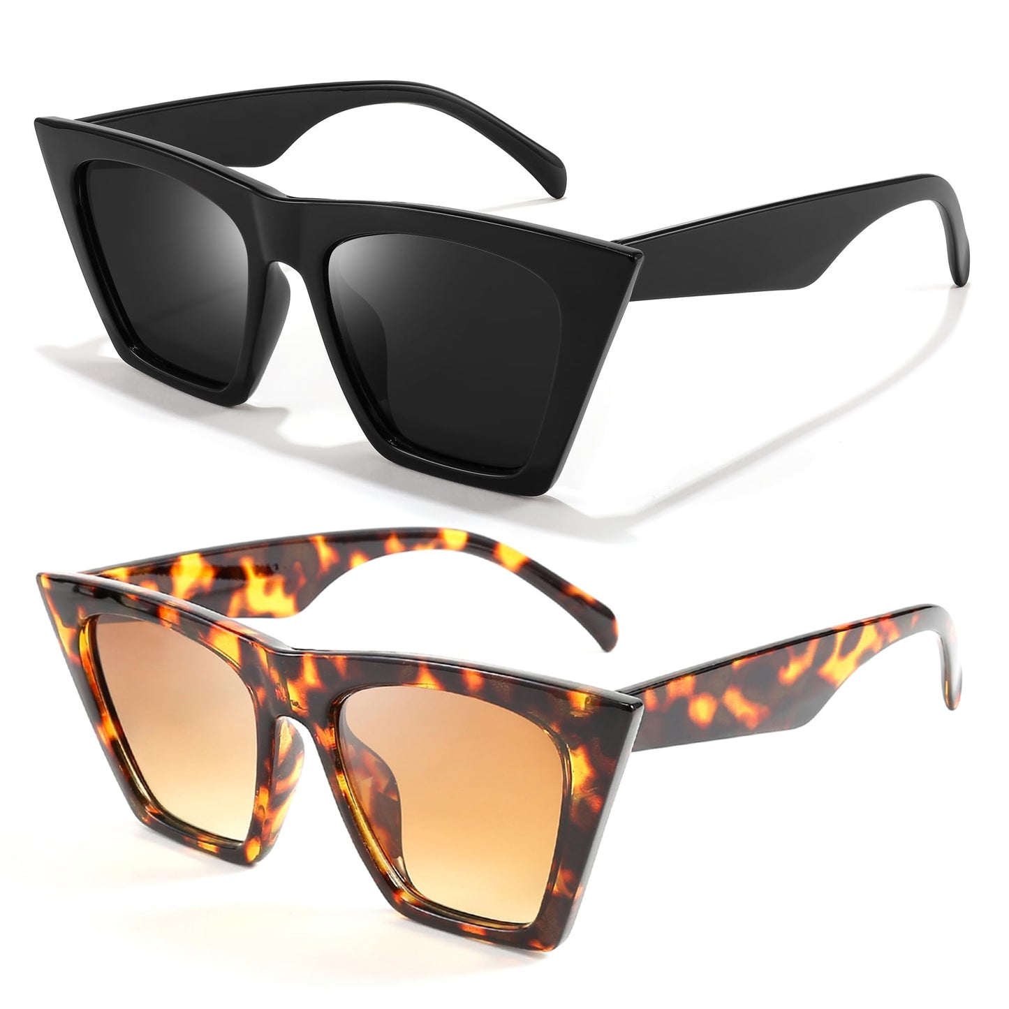 FEISEDY Vintage Square Cat Eye Sunglasses Women Trendy Cateye Sunglasses B2473