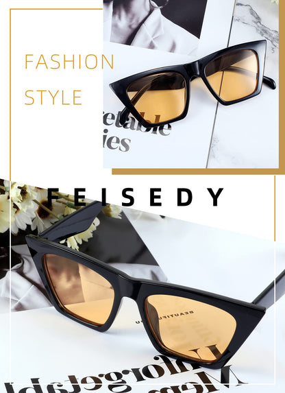 FEISEDY Vintage Square Cat Eye Sunglasses Women Trendy Cateye Sunglasses B2473
