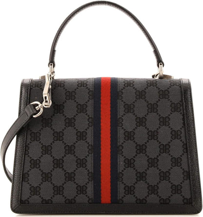 Pre-Loved x Gucci The Hacker Project Top Handle Bag BB Coated Canvas Small, Black