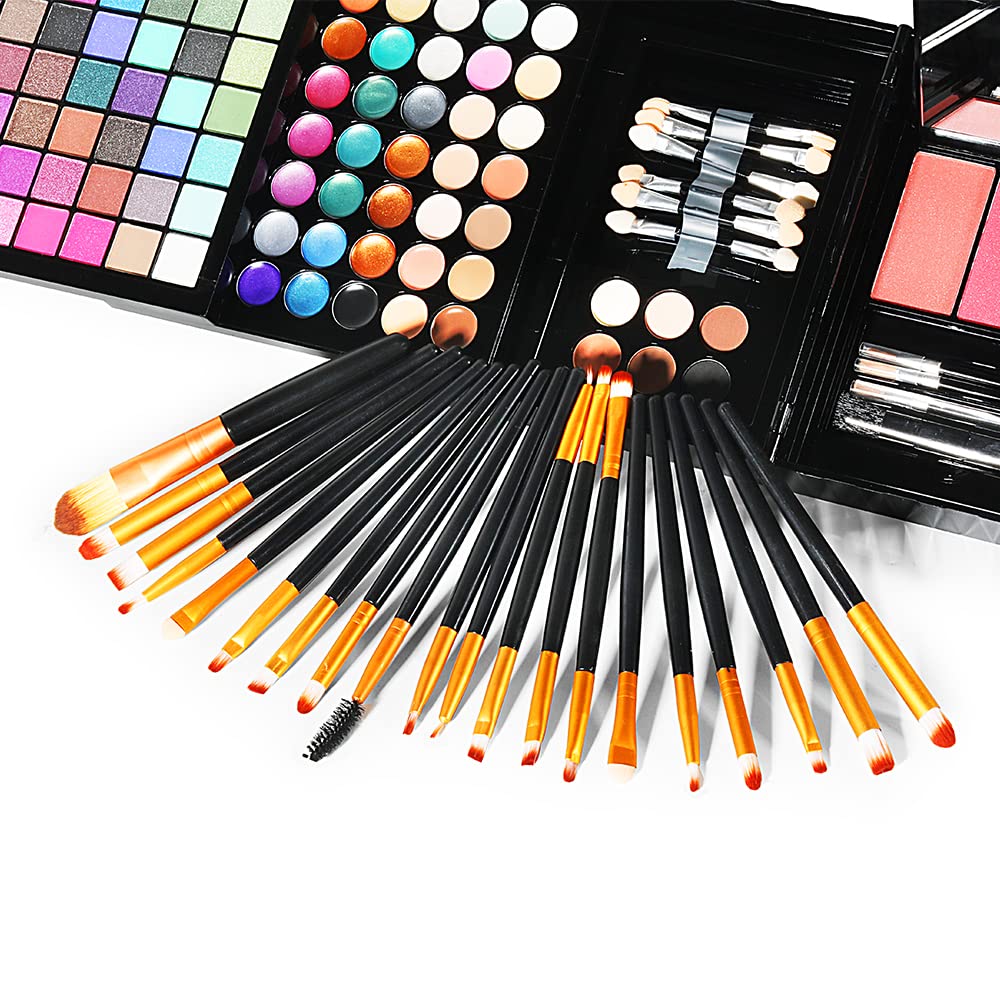 Teen Beginner Makeup Kit, Makeup Kit For Women Full Kit 177 Color Eyeshadow Palette Lipstick Set Lips Blush Foundation Eyebrow Powder With Mirror + 20pcs brush