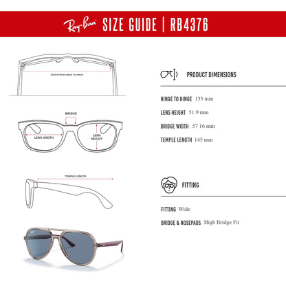 Ray-Ban RB4376 Aviator Sunglasses for Men for Women + BUNDLE With Designer iWear Complimentary Eyewear Kit