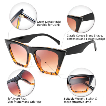 FEISEDY Vintage Square Cat Eye Sunglasses Women Trendy Cateye Sunglasses B2473