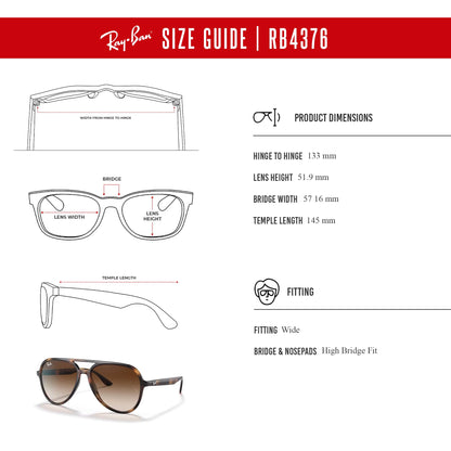 Ray-Ban RB4376 Aviator Sunglasses for Men for Women + BUNDLE With Designer iWear Complimentary Eyewear Kit