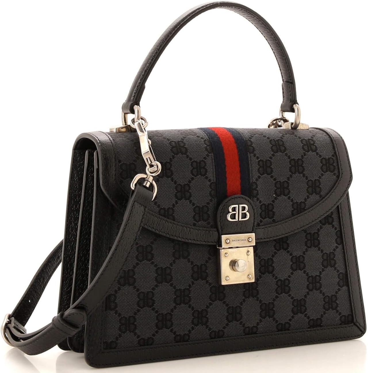 Pre-Loved x Gucci The Hacker Project Top Handle Bag BB Coated Canvas Small, Black