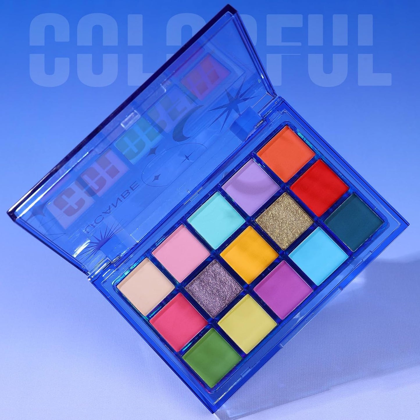 UCANBE Bright Colorful Neon Rainbow Makeup Eyeshadow Palette 15 Shades Green Purple Yellow Make Up Pallets Kit Vibrant Shimmer Matte Pigmented Blendable - Fruit Punch
