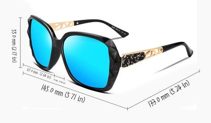 FEISEDY Polarized Women Square Sunglasses Sparkling Composite Shiny Frame B2289