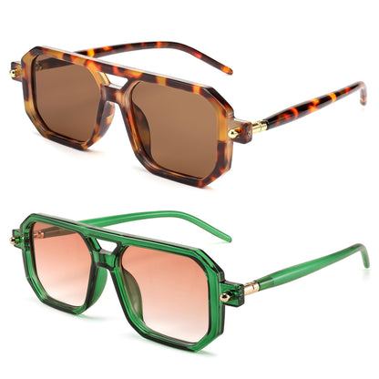 FEISEDY Vintage Square 70s Flat Aviator Sunglasses Women Men Classic Retro Stylish Frame UV400 Sunglasses B2622