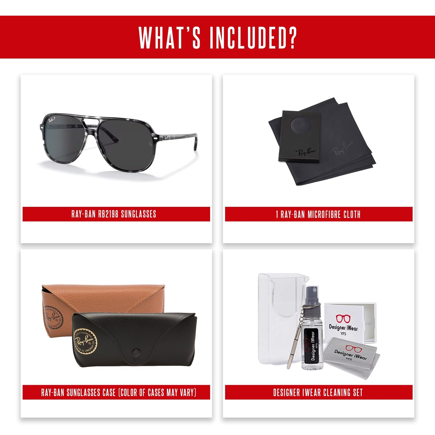Ray-Ban Bill RB2198 Square Sunglasses for Men for Women + BUNDLE With Designer iWear Complimentary Eyewear Kit