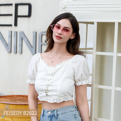 FEISEDY Vintage Square 70s Flat Aviator Sunglasses Women Men Classic Retro Stylish Frame UV400 Sunglasses B2622