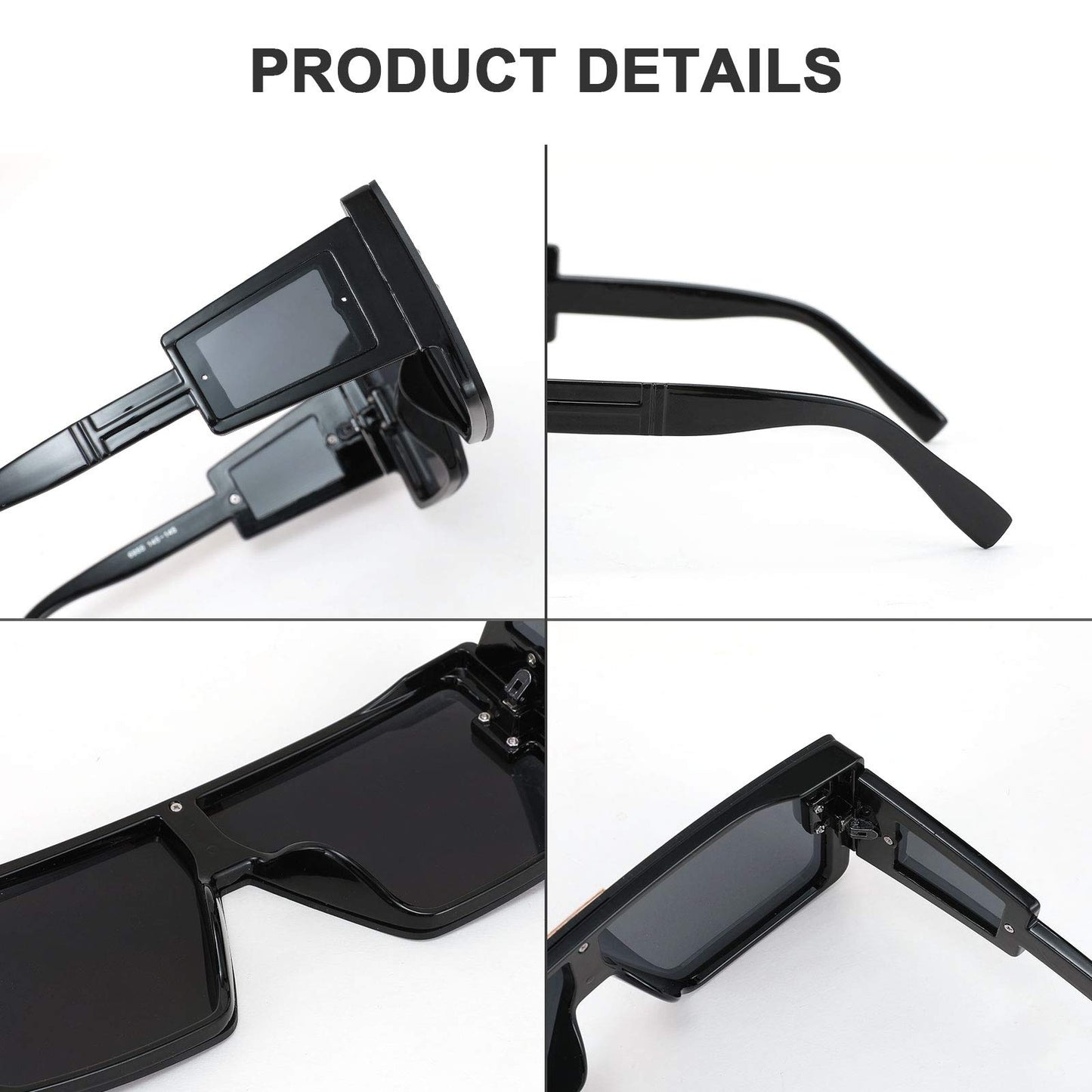 FEISEDY Square Oversized Flat Top Sunglasses With Side Lens Integrated For Women Men B4028