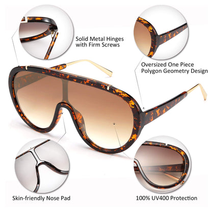 FEISEDY Sunglasses Women Oversized One Piece Frame UV400 Sun Glasses Trendy Retro Shades B2580