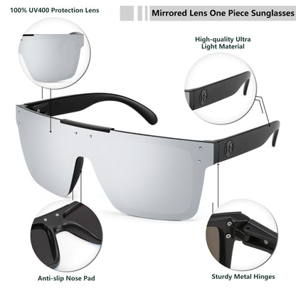 FEISEDY Men Sunglasses Polarized Oversized Square Flat Top Cycling Running Fishing Golf Hiking Sports B2990