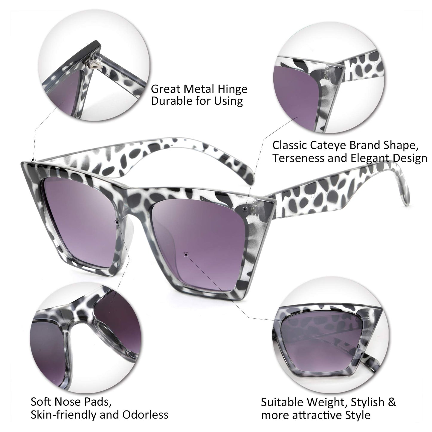 FEISEDY Vintage Square Cat Eye Sunglasses Women Trendy Cateye Sunglasses B2473