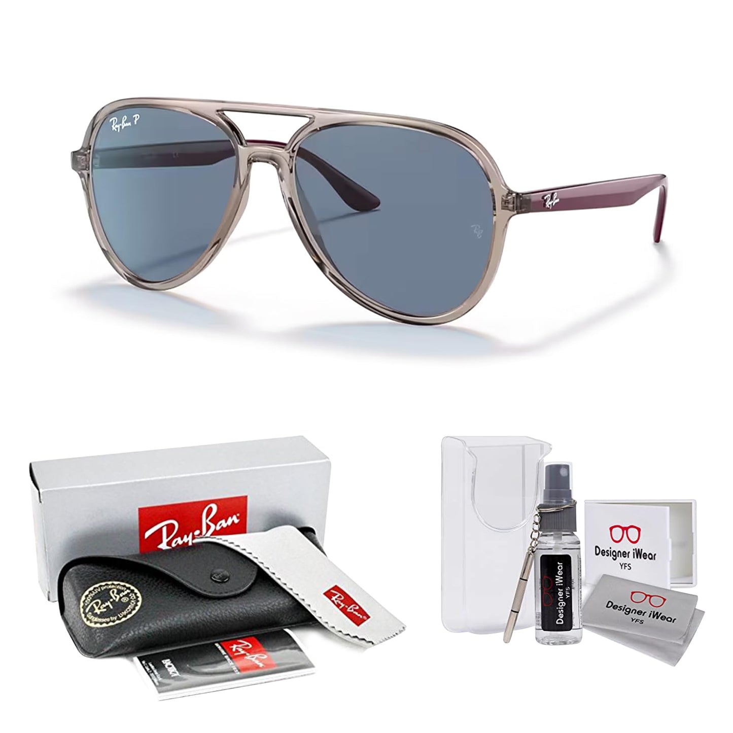 Ray-Ban RB4376 Aviator Sunglasses for Men for Women + BUNDLE With Designer iWear Complimentary Eyewear Kit
